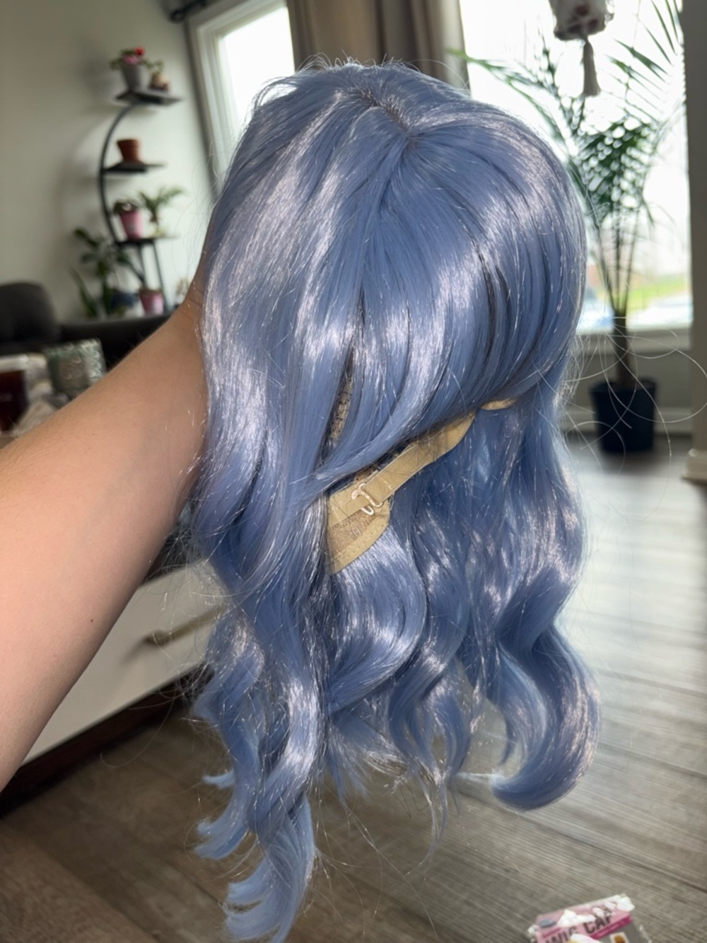 Soft Blue Wavy Women's Wig with Natural Shine